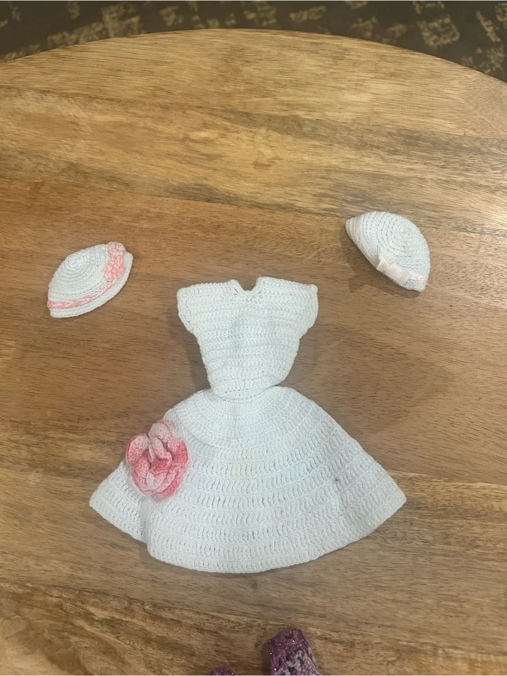 Vintage Handmade Doll Clothes Lot Crochet Knit Dresses